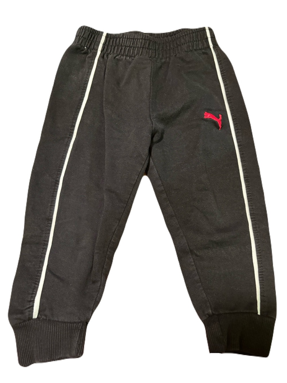 Puma Black Joggers with White Piping and Red Logo